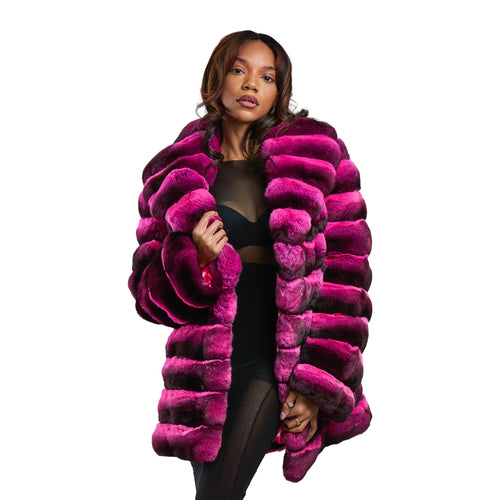 3/4 Chinchilla Coat with Full Collar
