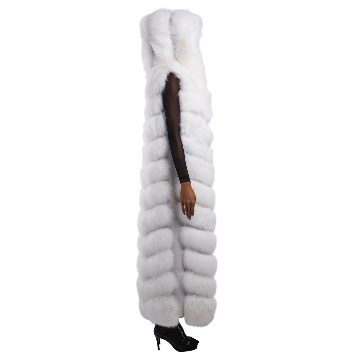 Full Length Fox Fur Chevron-Cut Vest