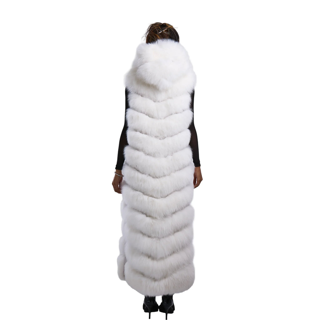 Full Length Fox Fur Chevron-Cut Vest