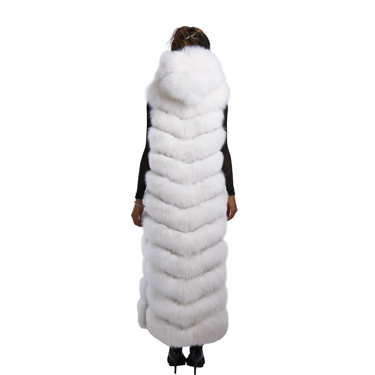 Full Length Fox Fur Chevron-Cut Vest