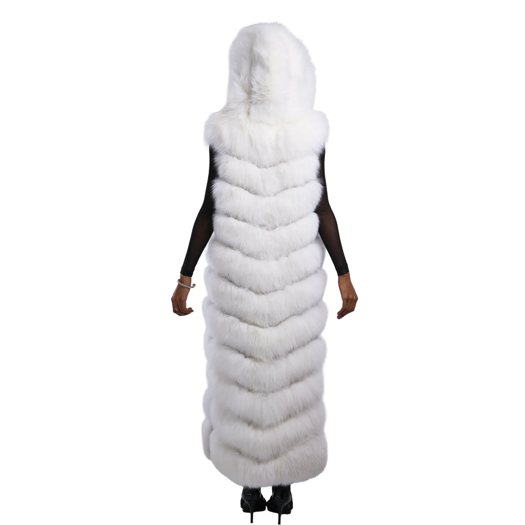 Full Length Fox Fur Chevron-Cut Vest