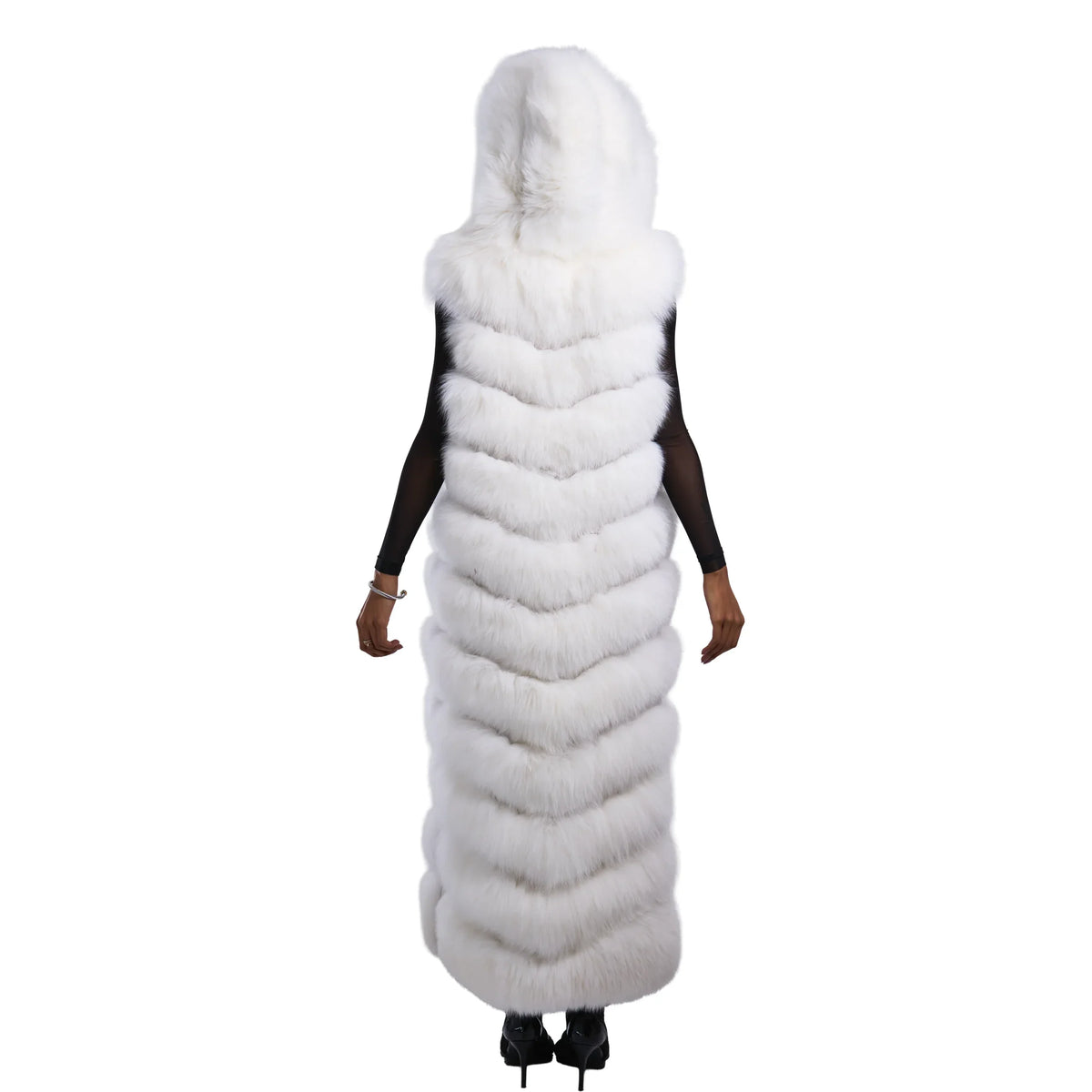 Full Length Fox Fur Chevron-Cut Vest