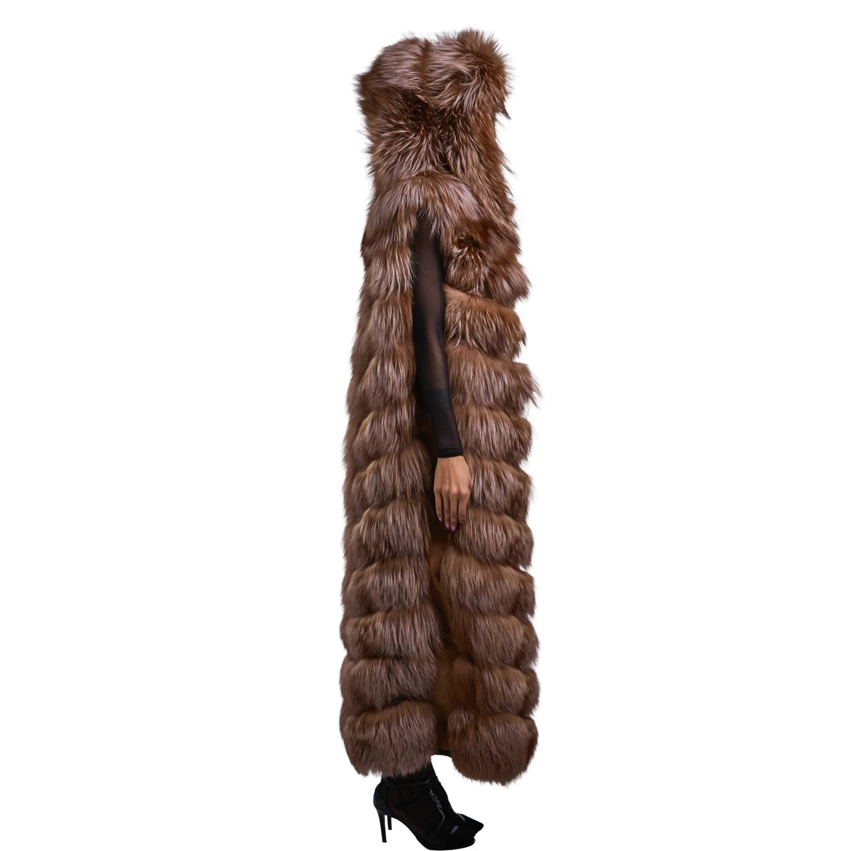 Full Length Fox Fur Chevron-Cut Vest