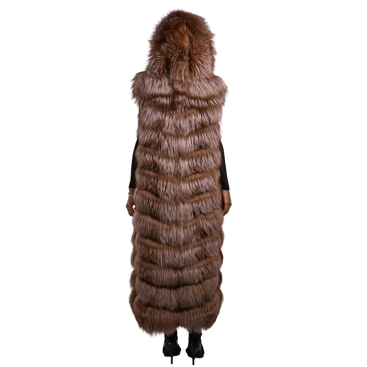 Full Length Fox Fur Chevron-Cut Vest