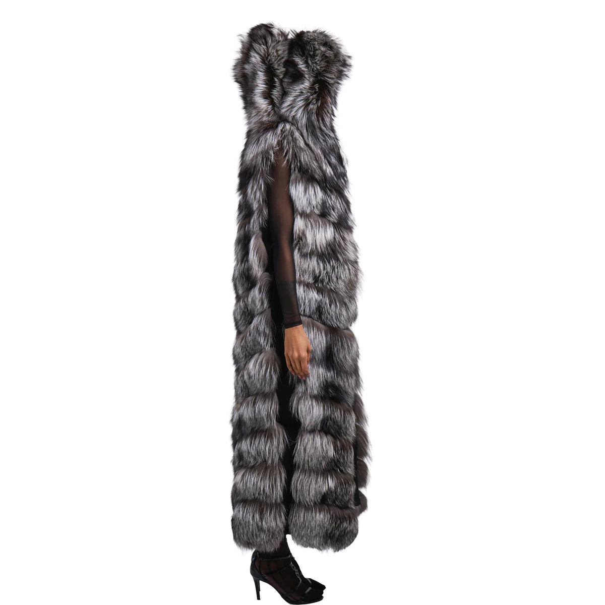 Full Length Fox Fur Chevron-Cut Vest