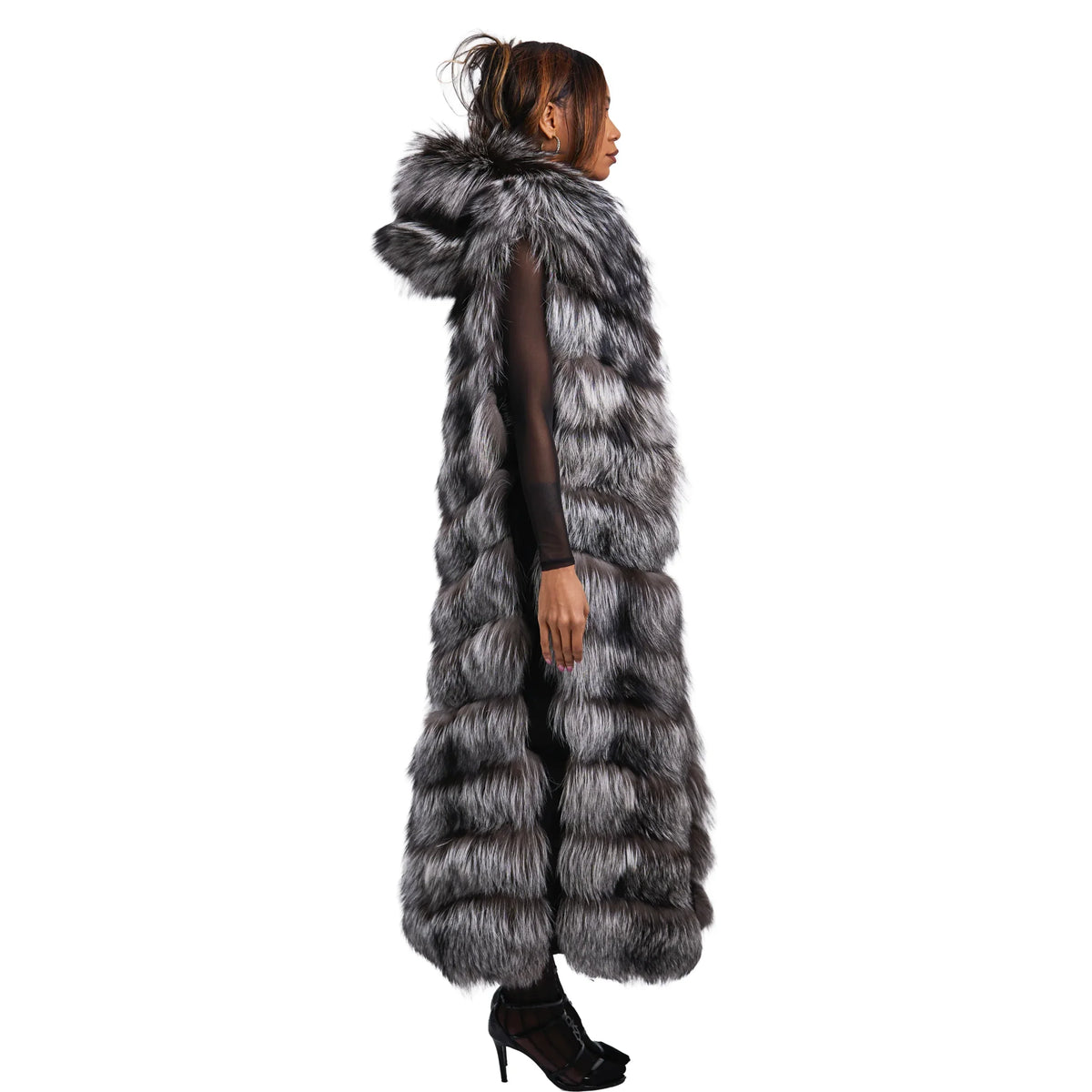 Full Length Fox Fur Chevron-Cut Vest