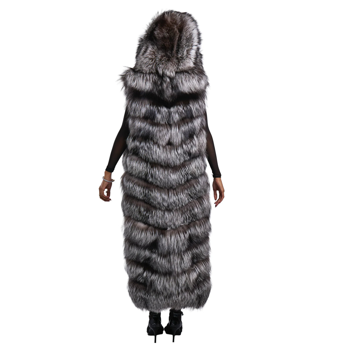 Full Length Fox Fur Chevron-Cut Vest