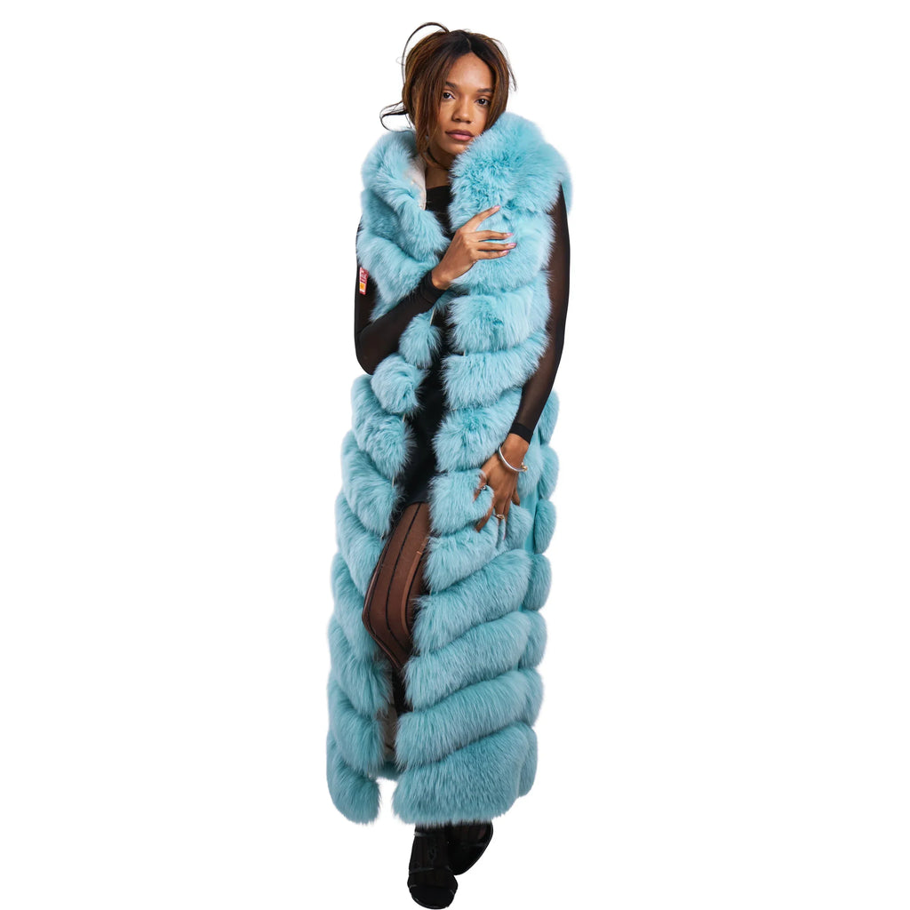 Full Length Fox Fur Chevron-Cut Vest