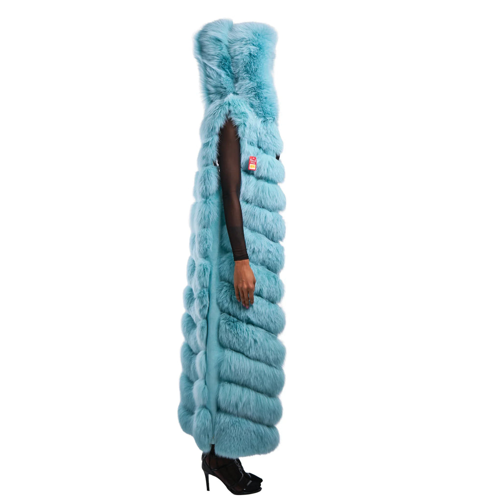 Full Length Fox Fur Chevron-Cut Vest