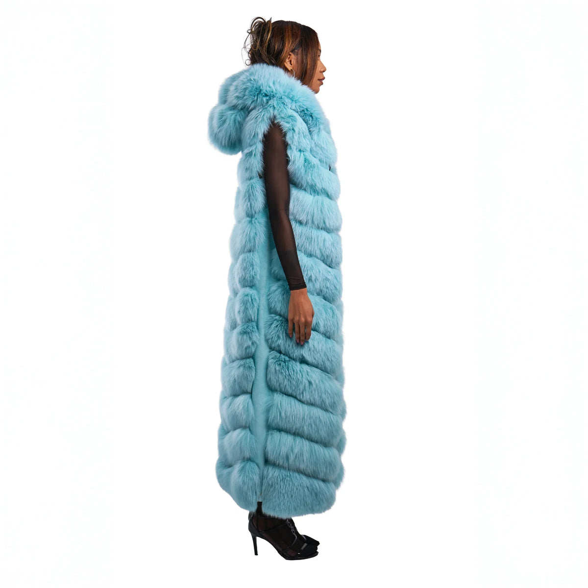 Full Length Fox Fur Chevron-Cut Vest