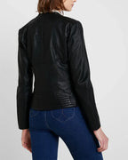 Black Asymmetrical Leather Jacket for Women