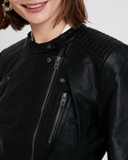 Black Asymmetrical Leather Jacket for Women