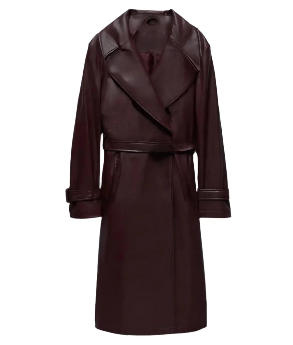 Only Murders in the Building Selena Gomez Brown Leather Coat