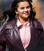 Only Murders in the Building Selena Gomez Brown Leather Coat