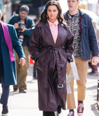 Only Murders in the Building Selena Gomez Brown Leather Coat