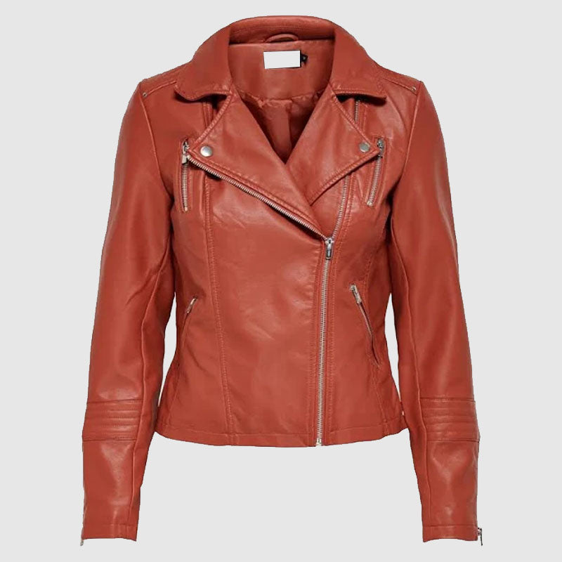Onlgemma Women's Leather Jacket in Red