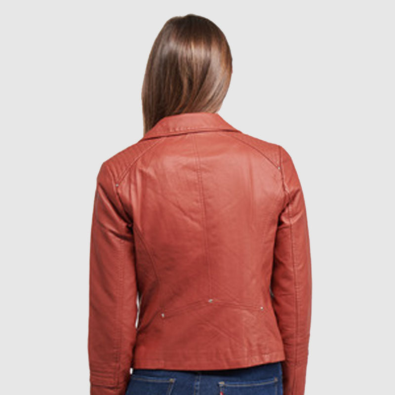 Onlgemma Women's Leather Jacket in Red