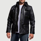[FS] Moulder Hooded Black Leather Jacket