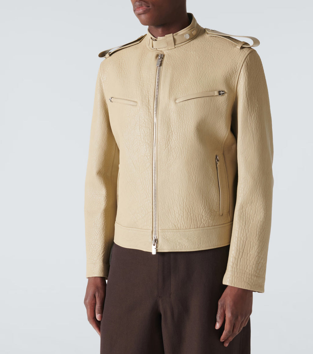 Genuine Sheepskin Cream Leather Jacket