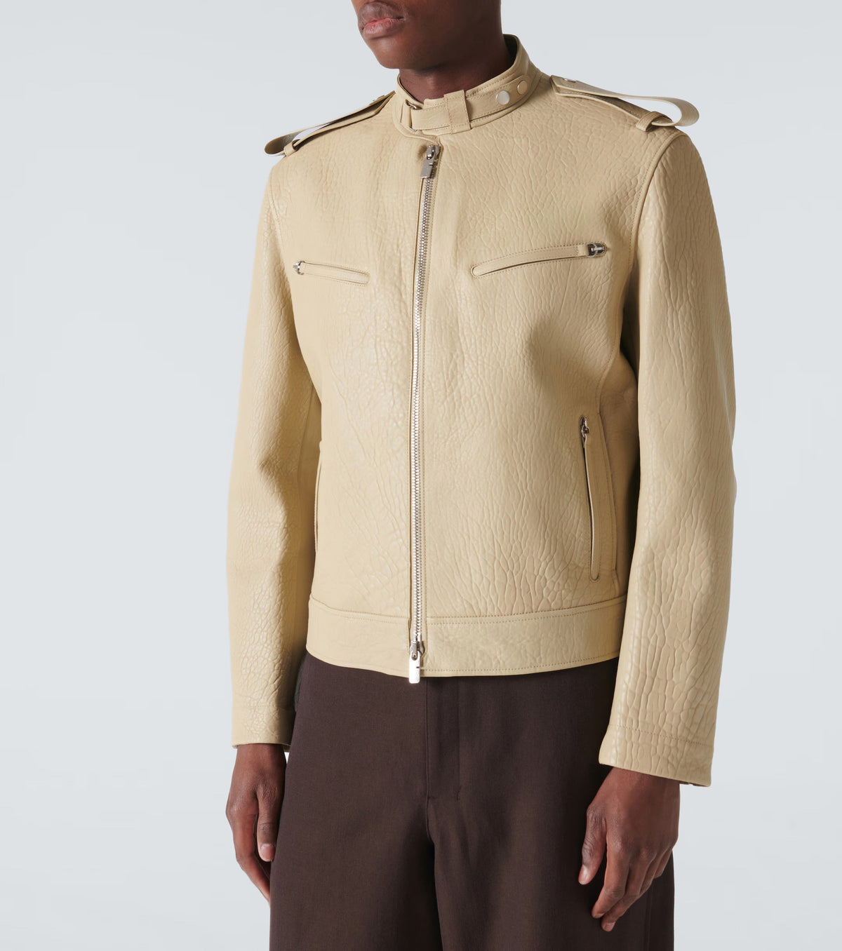 Genuine Sheepskin Cream Leather Jacket