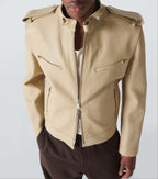 Genuine Sheepskin Cream Leather Jacket