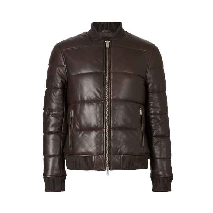 Bowen Leather Puffer Bomber Jacket - Premium Warmth & Style