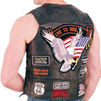 Mens Patched Motorcycle Leather Vest