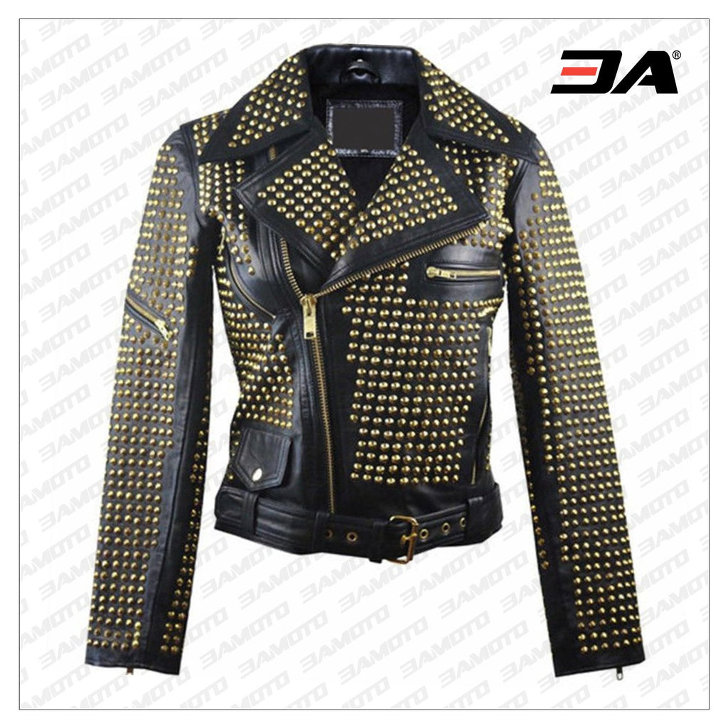 Personalized Leather Jacket Zipper Short Jacket, Street Jacket, Biker Jacket Black Outwear, Moto Studded Punk Rock Mod Black Leather Jacket