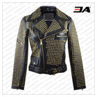 Personalized Leather Jacket Zipper Short Jacket, Street Jacket, Biker Jacket Black Outwear, Moto Studded Punk Rock Mod Black Leather Jacket