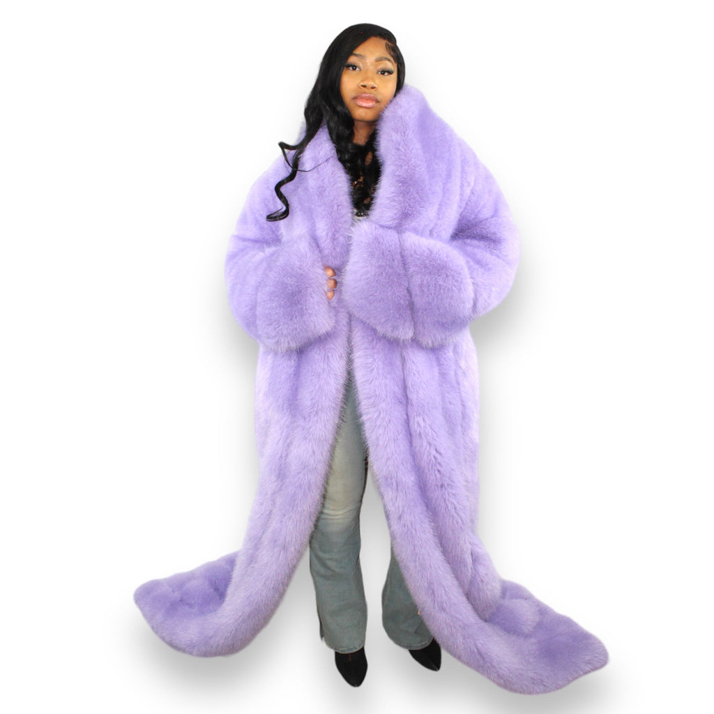 Faux Full Length Dragging Coat
