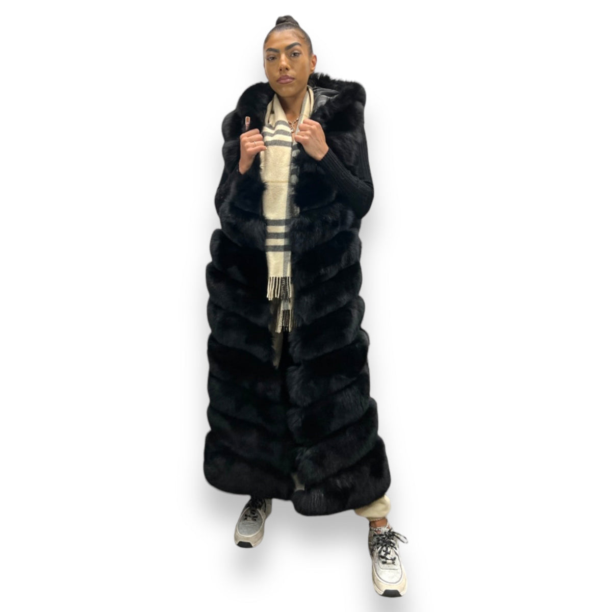 Full Length Fox Vest with Hood