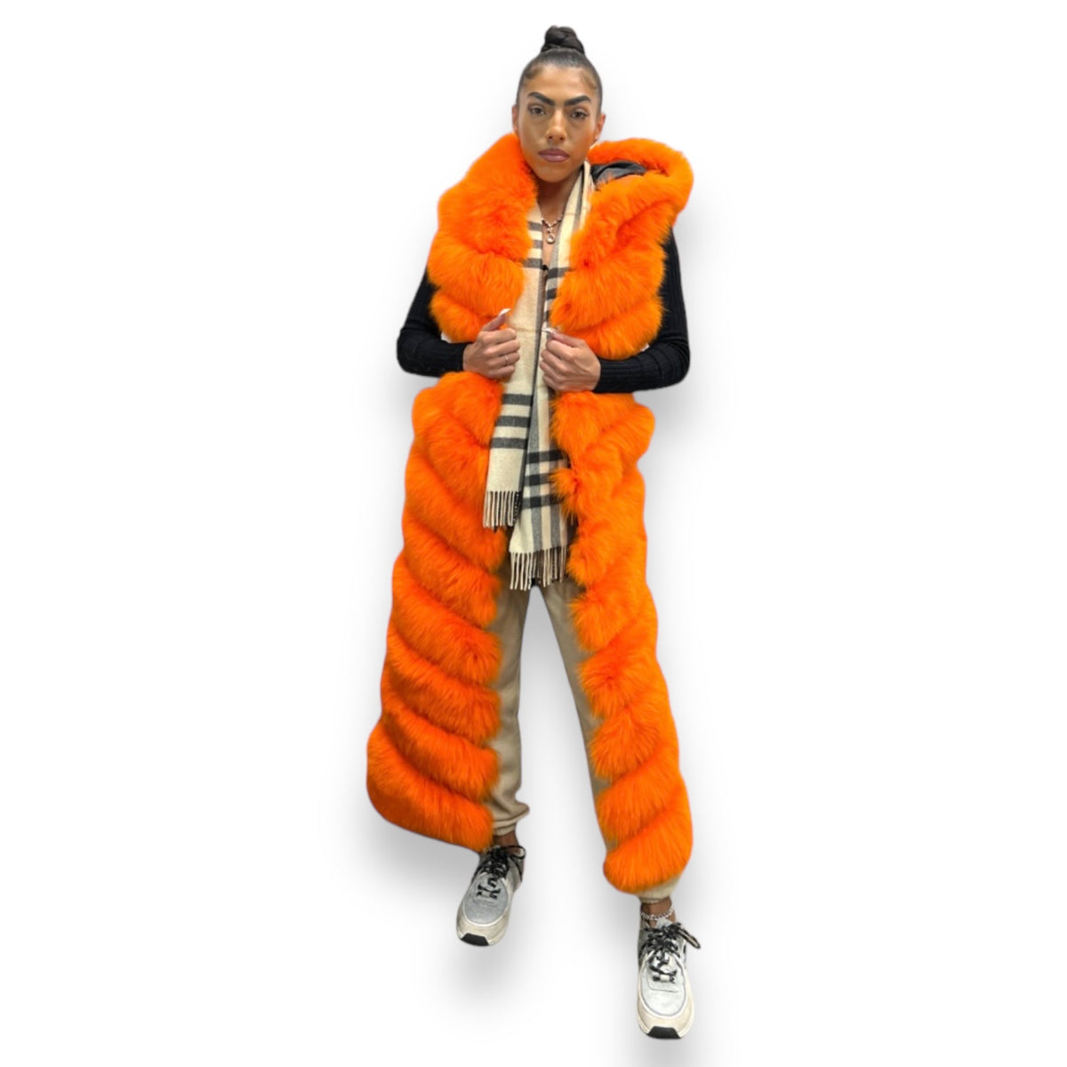 Full Length Fox Vest with Hood