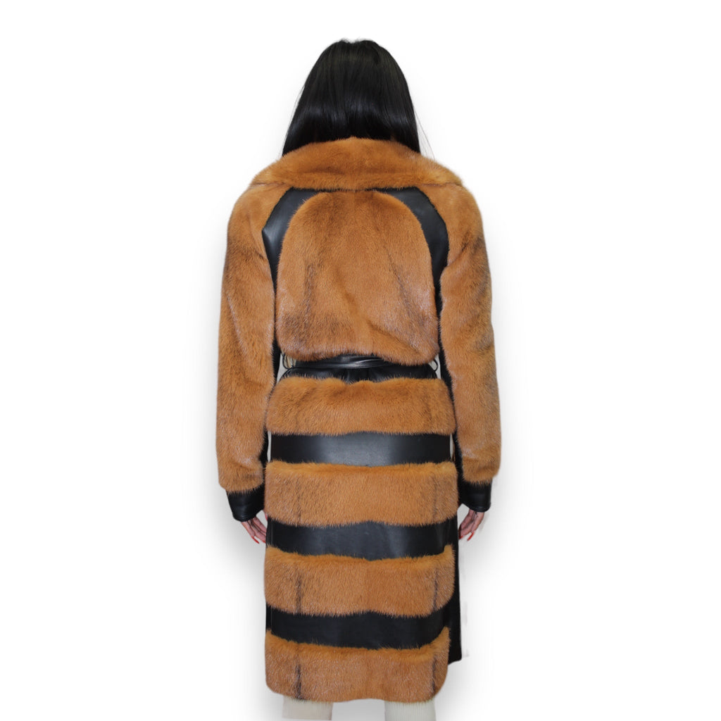 Mink Coat with Leather Trim