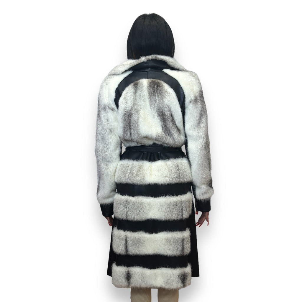 Mink Coat with Leather Trim