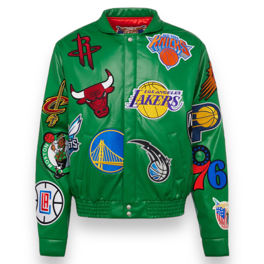 Jeff Hamilton NBA Collage Vegan Leather Jacket