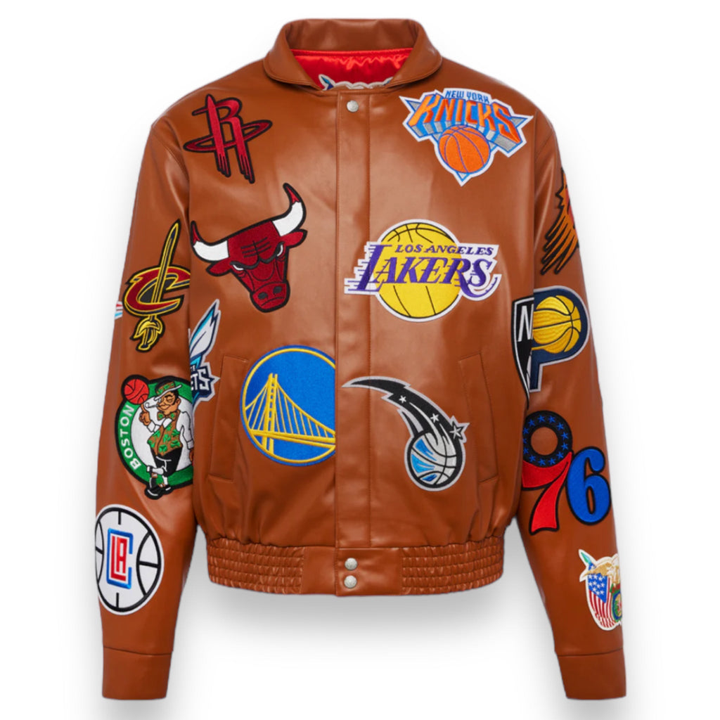 Jeff Hamilton NBA Collage Vegan Leather Jacket