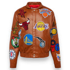 Jeff Hamilton NBA Collage Vegan Leather Jacket