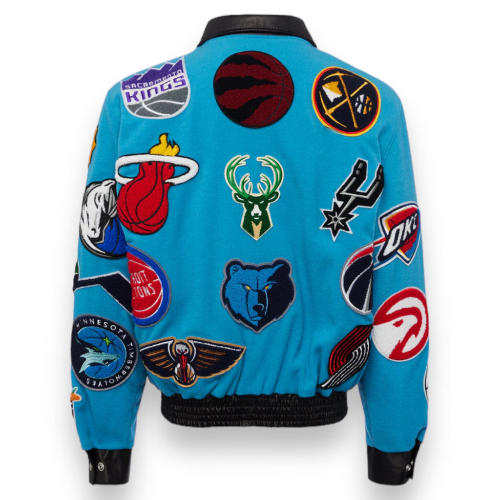 Jeff Hamilton NBA Collage Wool and Leather Jacket
