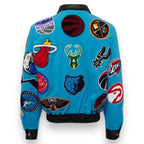 Jeff Hamilton NBA Collage Wool and Leather Jacket