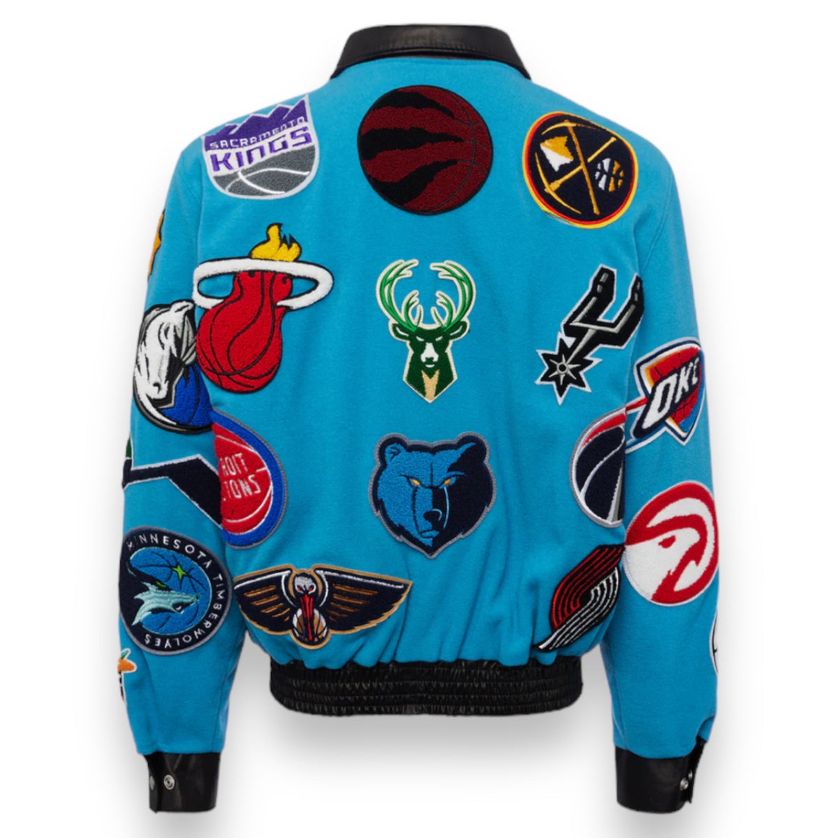 Jeff Hamilton NBA Collage Wool and Leather Jacket