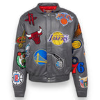 Jeff Hamilton NBA Collage Vegan Leather Jacket