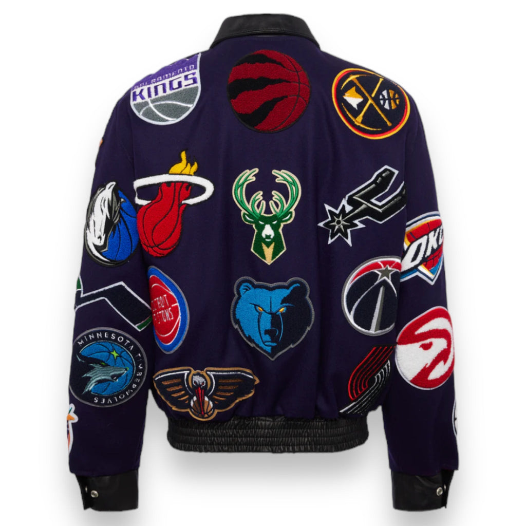 Jeff Hamilton NBA Collage Wool and Leather Jacket