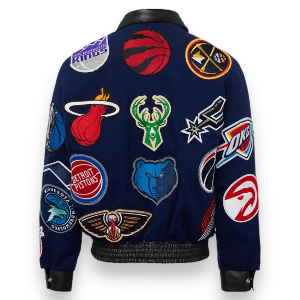 Jeff Hamilton NBA Collage Wool and Leather Jacket