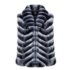 Waist Length Chinchilla Vest with Collar