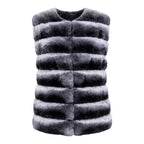 Collarless Waist Length Chinchilla Vest