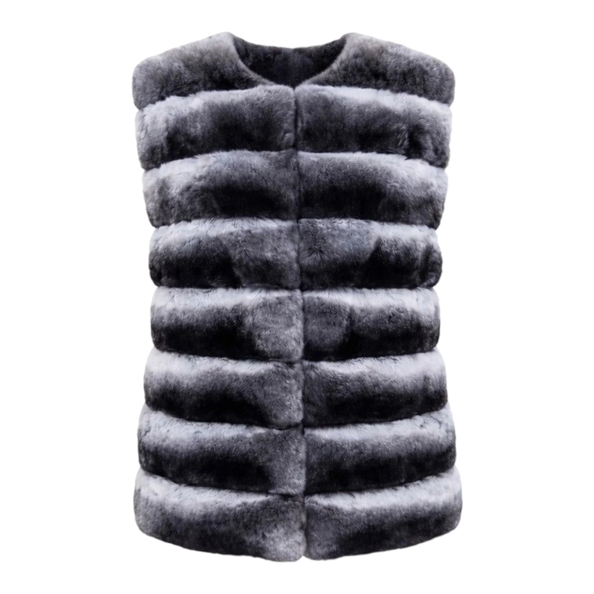Collarless Waist Length Chinchilla Vest