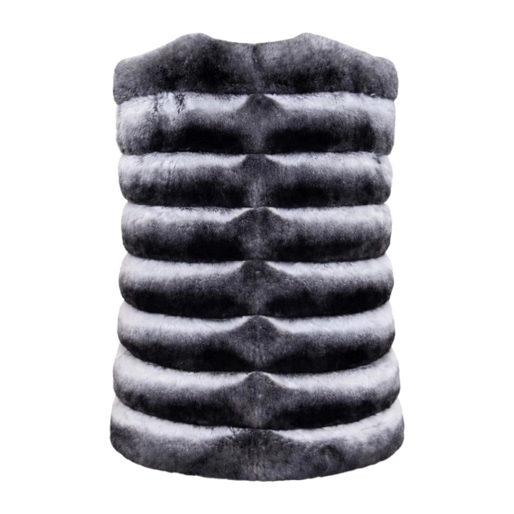 Collarless Waist Length Chinchilla Vest