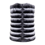 Collarless Waist Length Chinchilla Vest