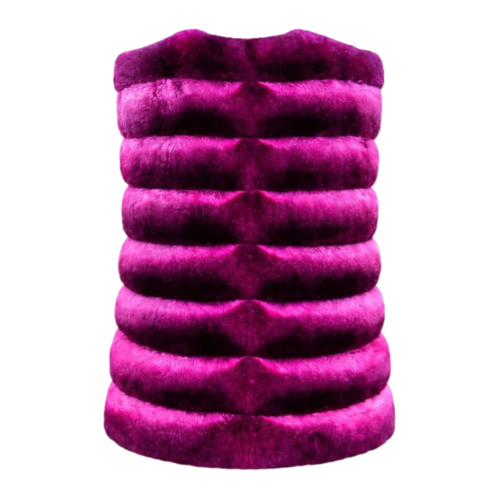 Collarless Waist Length Chinchilla Vest