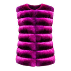 Collarless Waist Length Chinchilla Vest